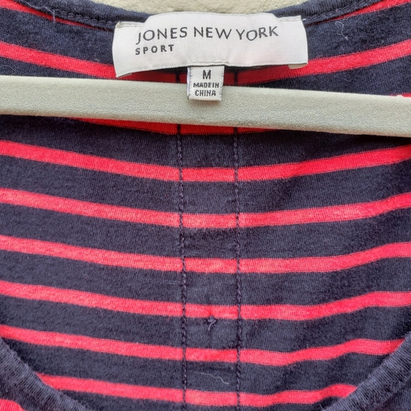 Jones New York Red and Navy Stripe Top - Picture 3 of 3